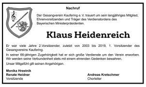 Nachruf Klaus